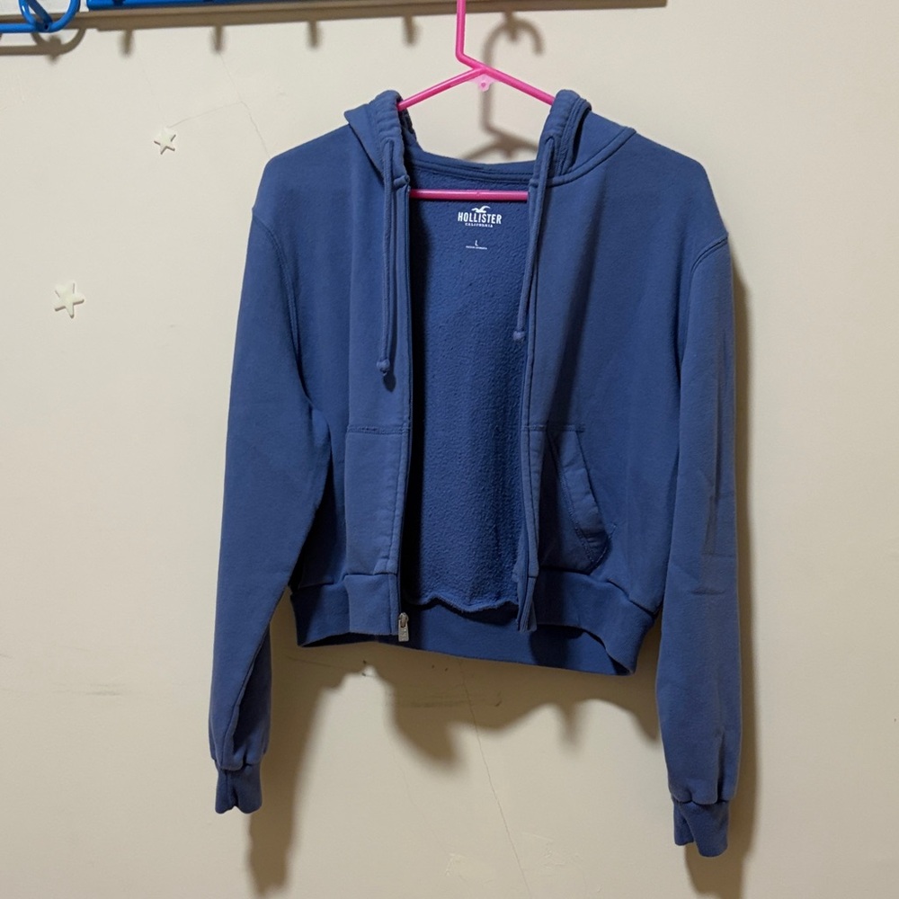 Hollister blue cropped hoodie - Picture 3 of 7